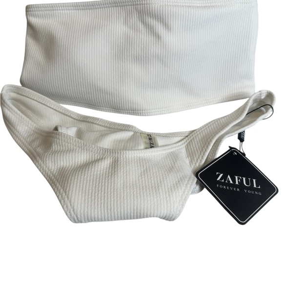 Zaful Other - Zaful Ivory Ribbed Swimwear
